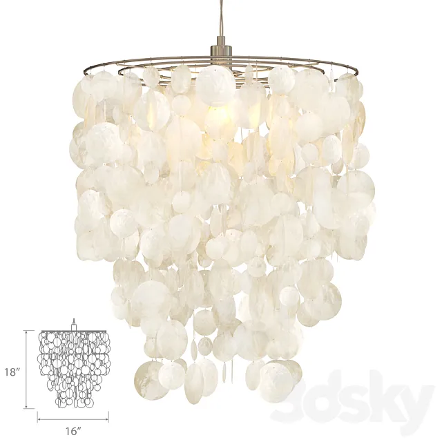 West Elm Capiz Round Pendant White 3D Model