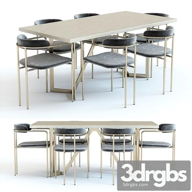 West elm cast tower table and chairs 2 3D Model Free