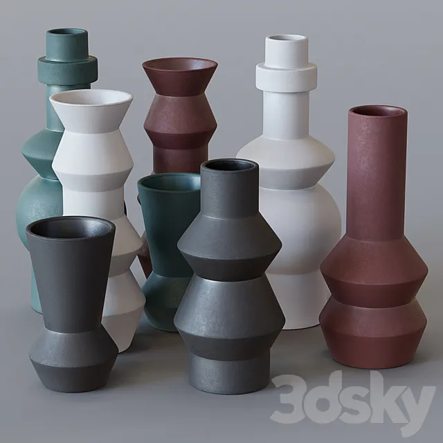 West Elm-Ceramic Totem Vases 3D Model