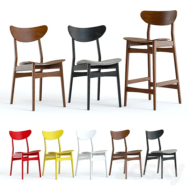 West Elm Classic Cafe Chairs 3D Model