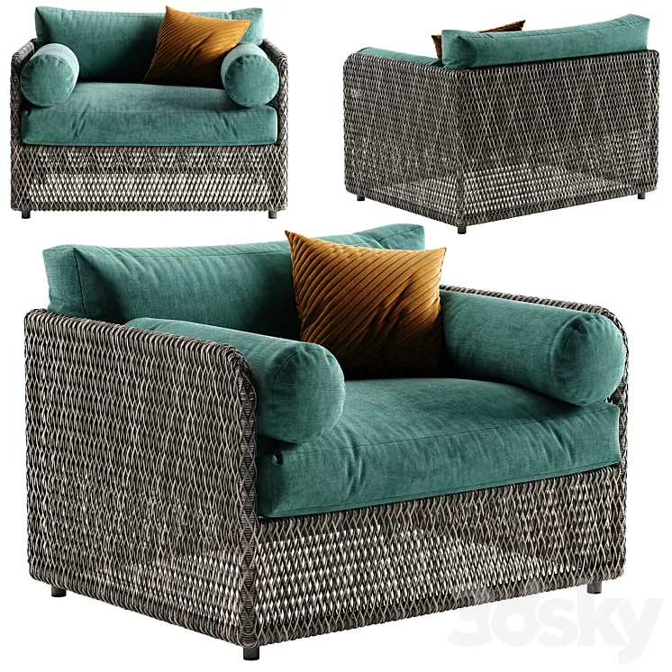 West elm coastal armchair 3D Model