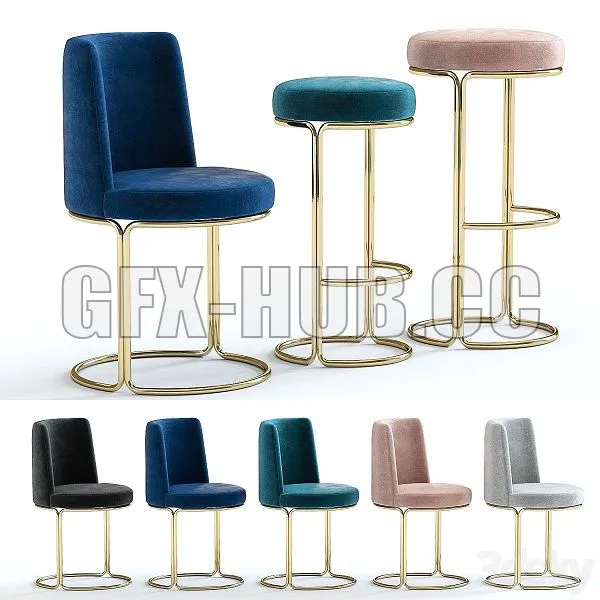 West Elm Cora Chairs 3D Model