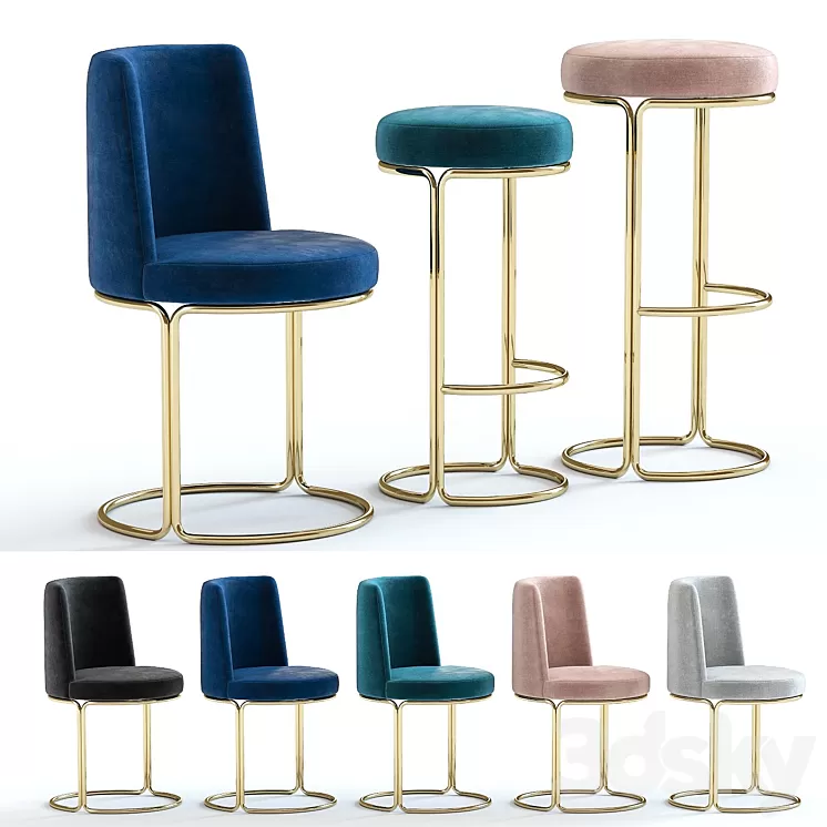 West Elm Cora Chairs 3D Model