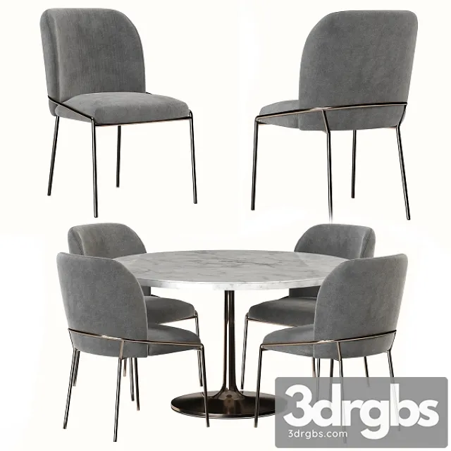 West Elm & Crate and Barrel Dining Set 3D Model Free