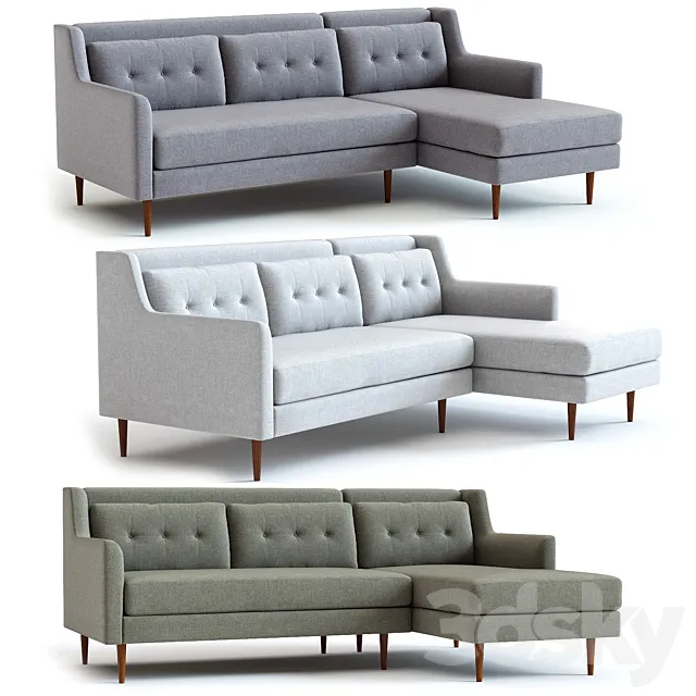 West Elm Crosby 2-Piece Sectional 3D Model