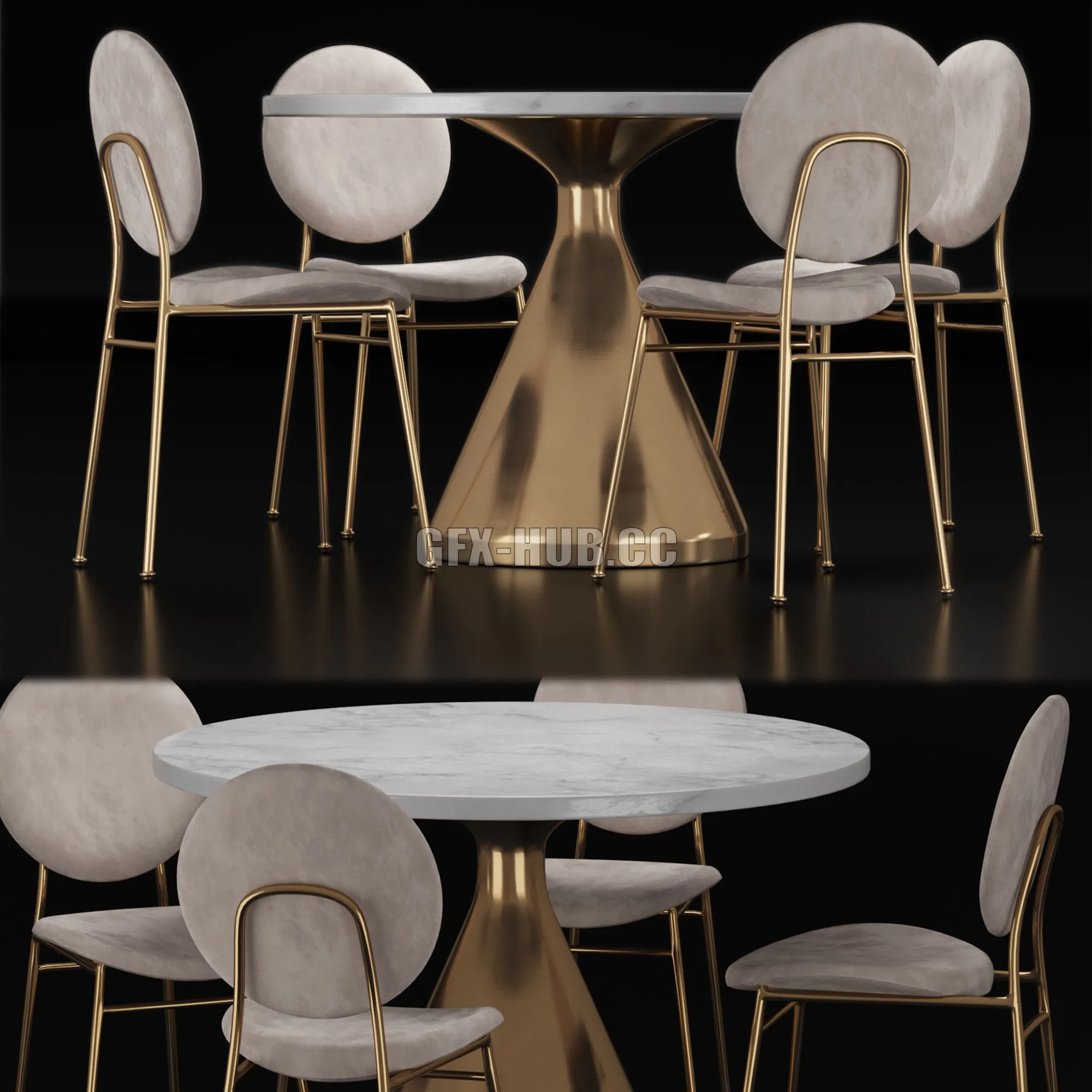 West Elm Dining Set 1 3D Model