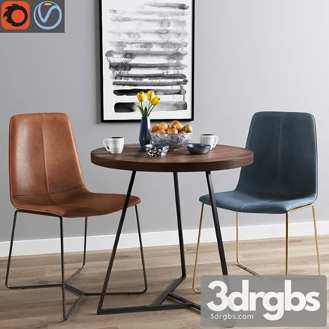 West elm dining set 2 3D Model Free