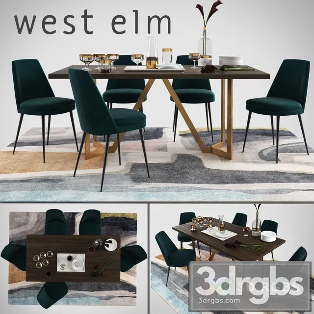 West Elm Diningroom Set 2 3D Model Free