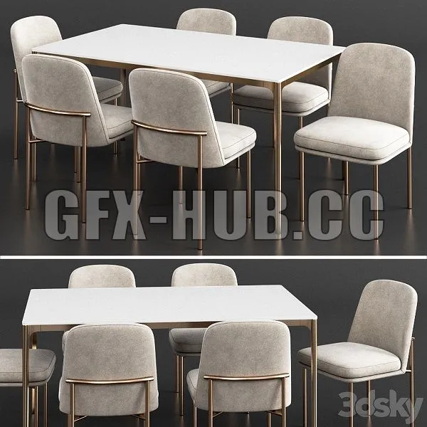 West Elm Dinning Set 23 3D Model