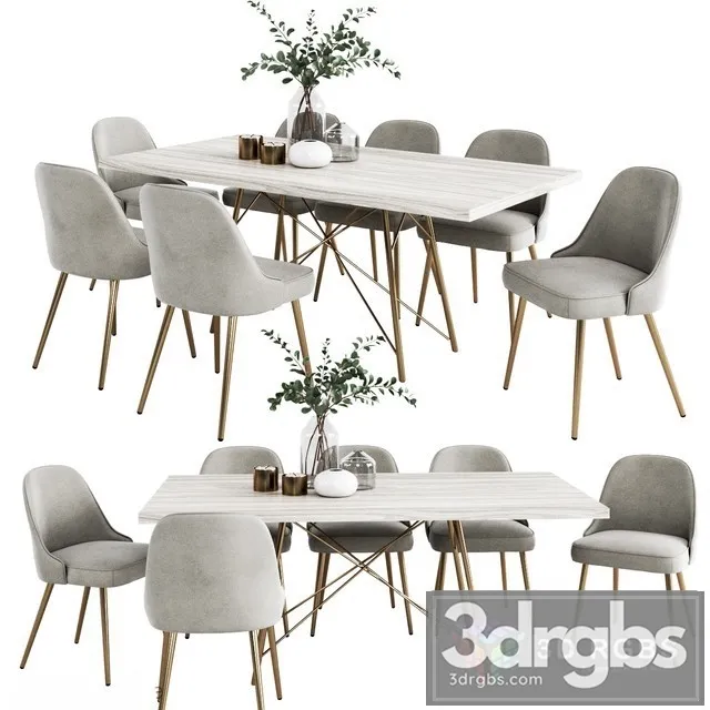 West Elm Dinning Set 3D Model Free