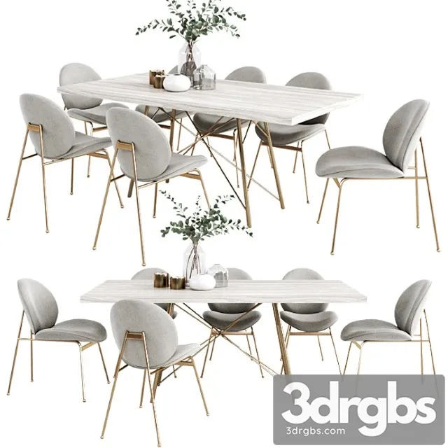 West Elm Dinning Set 4 3D Model Free
