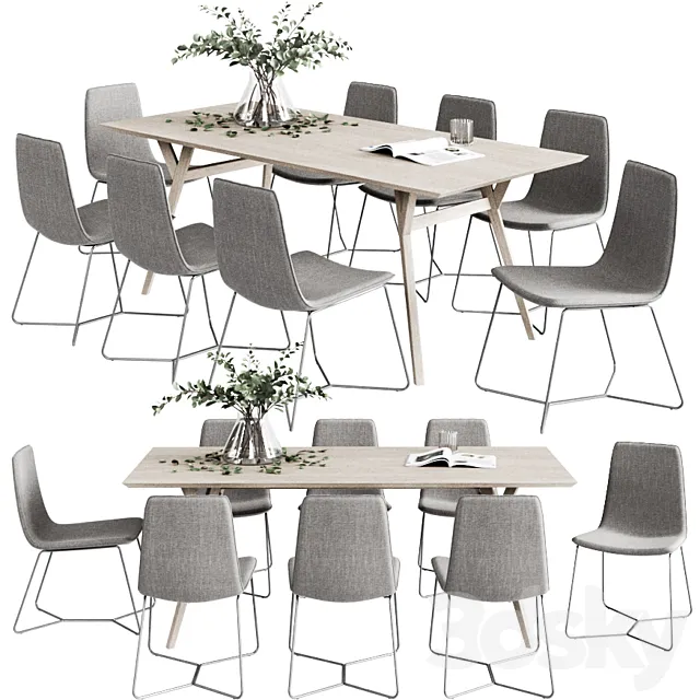 West Elm Dinning Set 5 3D Model