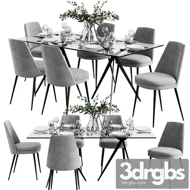 West elm dinning set 6 2 3D Model Free