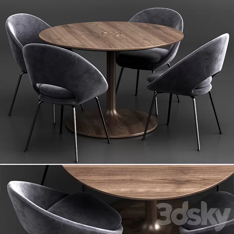 West Elm Dinning Set 8 3D Model