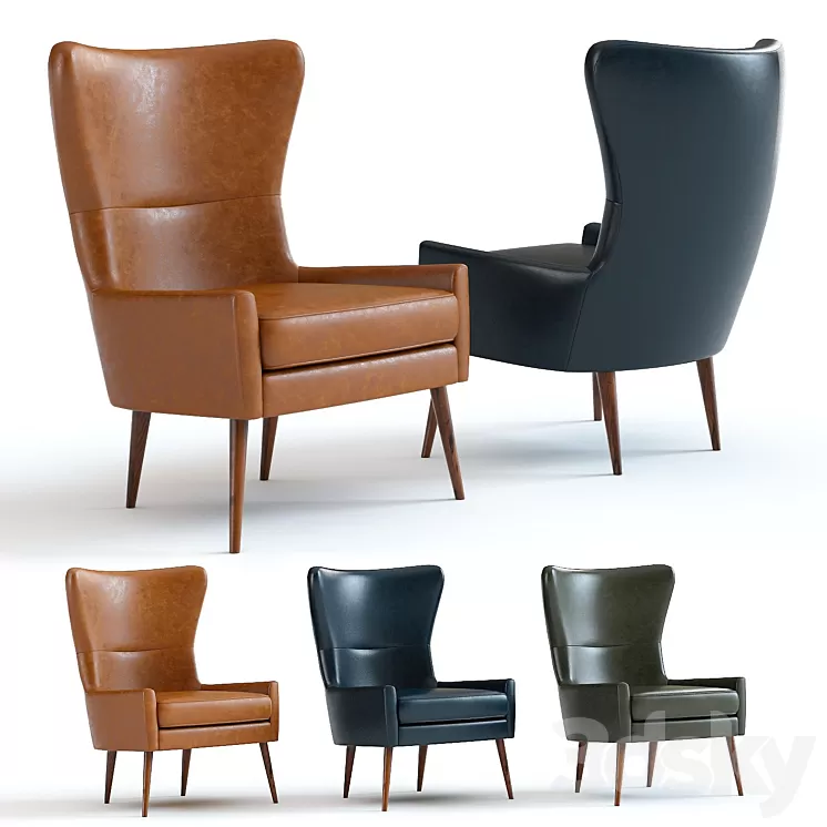 West Elm Erik Wing Chair 3D Model
