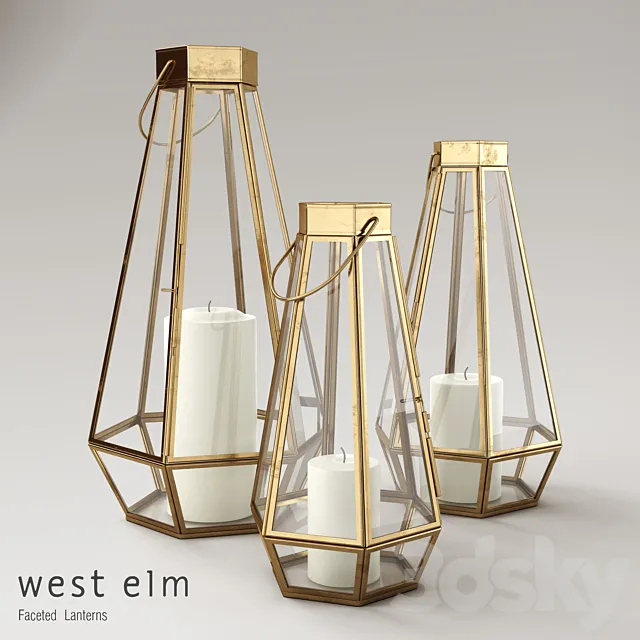 West Elm Faceted Lanterns 3D Model