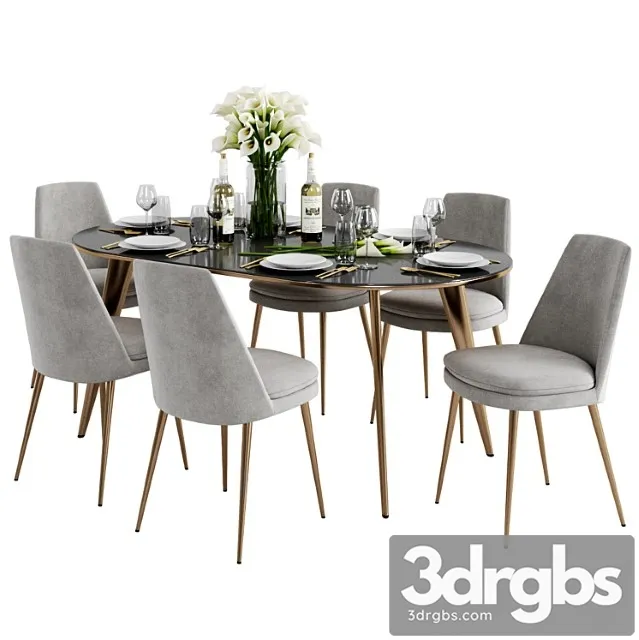 West Elm Finley Dining Chair Arden Dining Table 3D Model Free