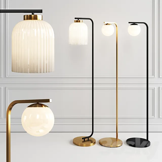 West elm floor lamp set 2 3D Model