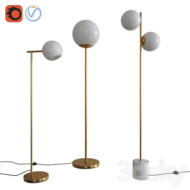 West Elm Floor Lamps Set 02 3DModel