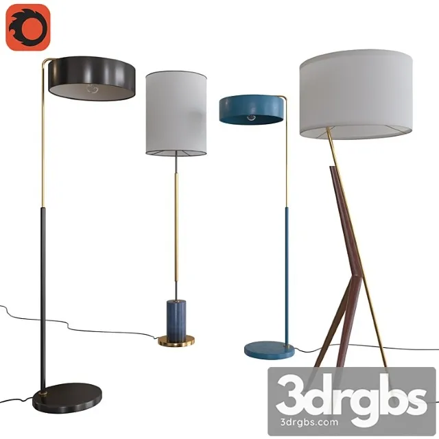 West elm floor lamps set 05 3D Model Free