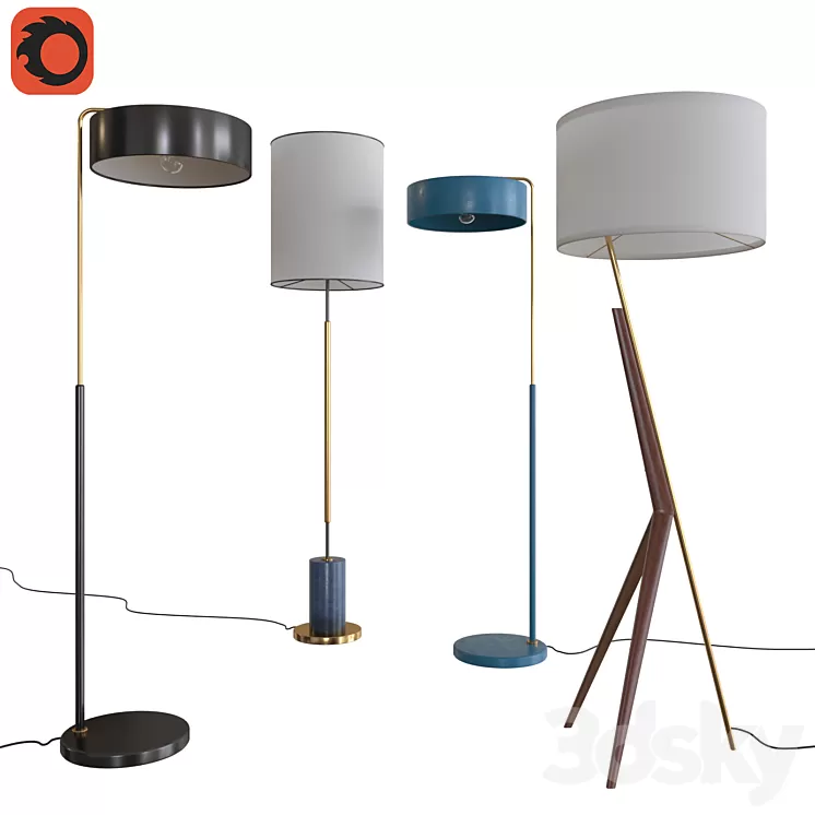 West Elm Floor Lamps Set 05 3D Model
