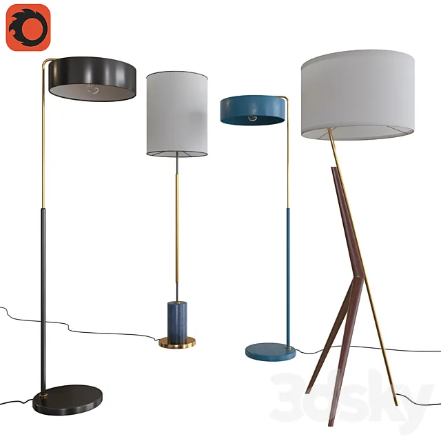 West Elm Floor Lamps Set 05 3DModel