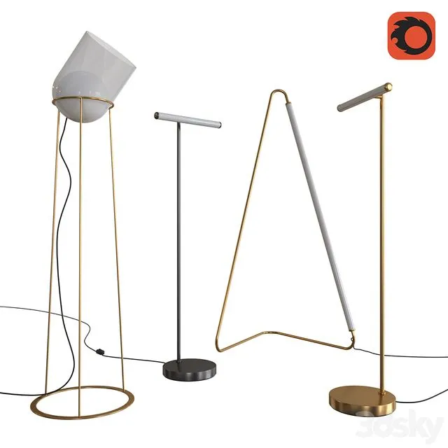 West Elm Floor Lamps set 06 3D Model