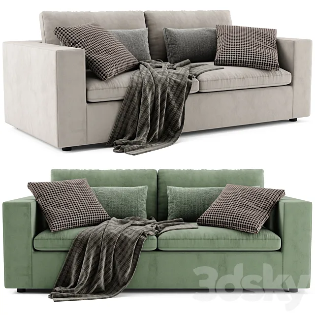 West Elm Harmony Modular 2 Seats Sofa 3D Model