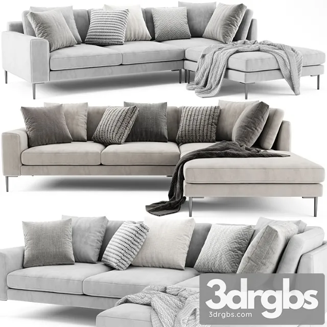 West Elm Harper With Ottoman 3D Model Free