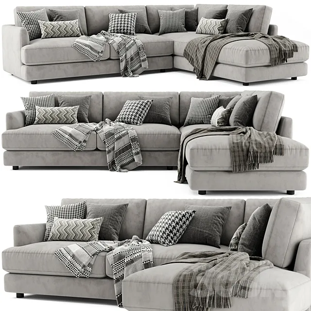 West Elm Haven Sectional Chaise Sofa 3D Model