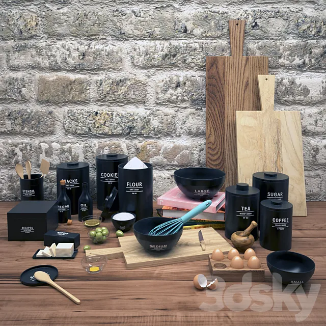West Elm Kitchen Accessories 3DModel
