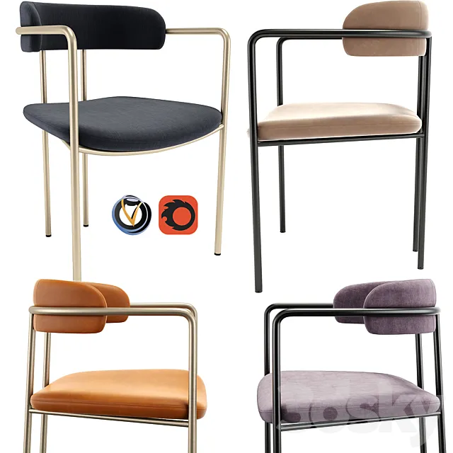 west elm lenox dining chair 3D Model