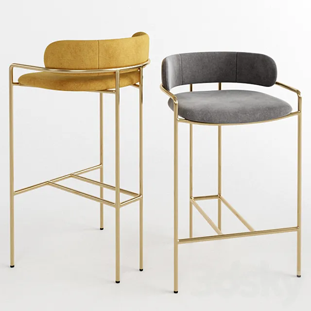 WEST ELM Lenox Velvet Bar + Counter Stools 3DModel