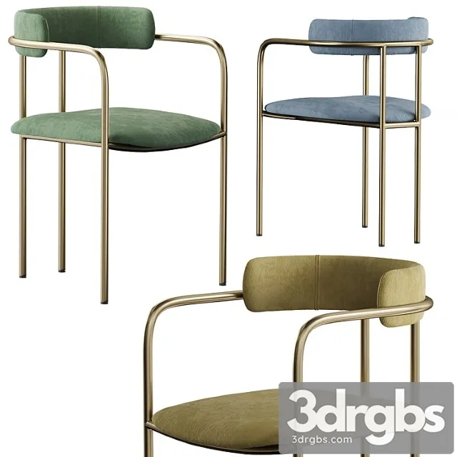 West elm lenox velvet dining chair 2 3D Model Free