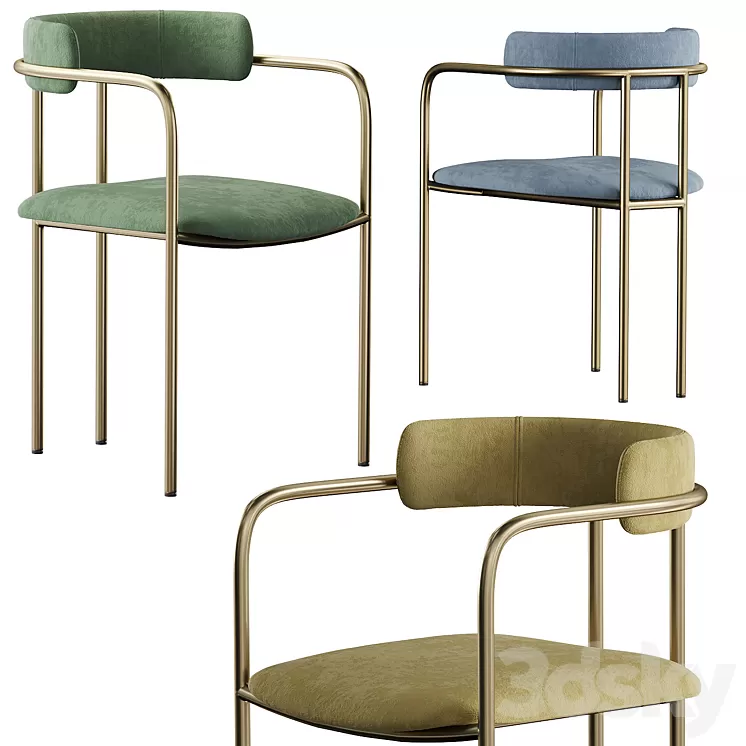 West Elm Lenox Velvet Dining Chair 3D Model