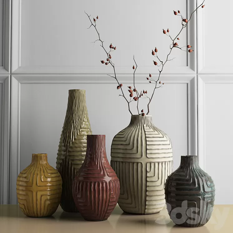 West Elm - Linework vases 3D Model