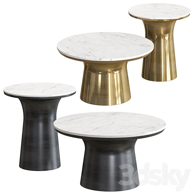 West Elm - Marble-Topped Pedestal Coffee Table 3DModel