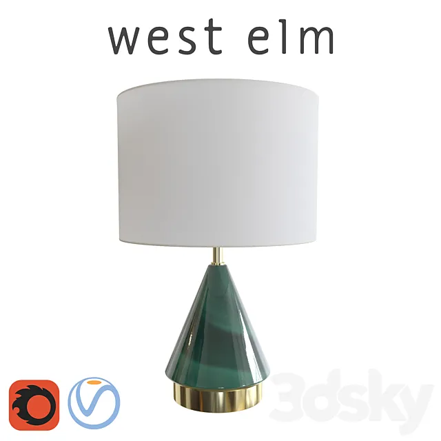 West Elm Metalized Glass Table Lamp Green 3D Model