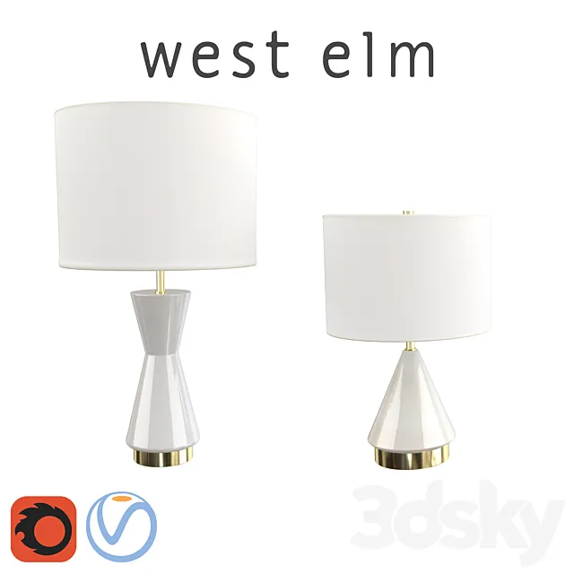 West Elm Metalized Glass Table Lamp Pearl 3D Model