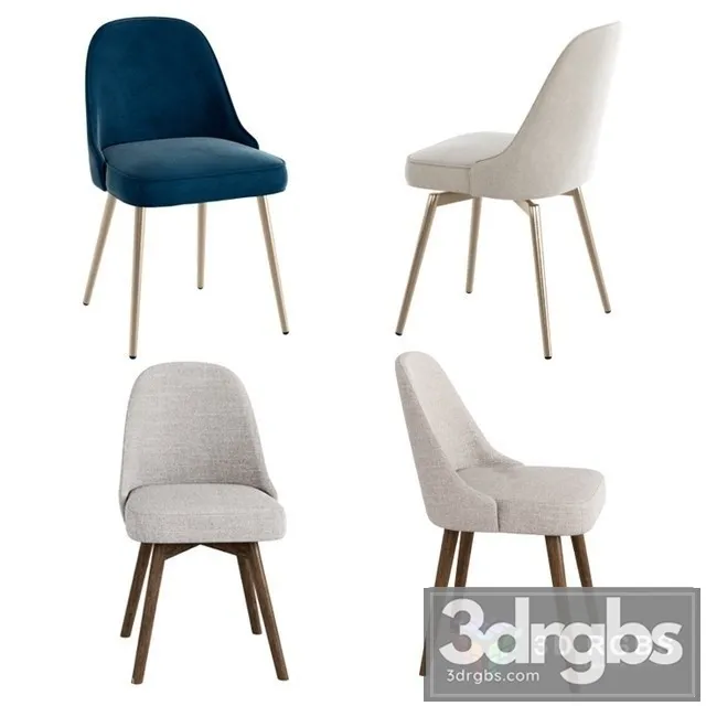 West Elm Mid Century Chair Set 3D Model Free