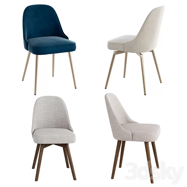 WEST ELM Mid-Century Chair set 3D Model