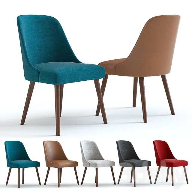 West Elm Mid-Century Chair. Wallnut legs 3DModel