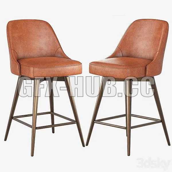 West Elm Mid Century Counter Stool 3D Model