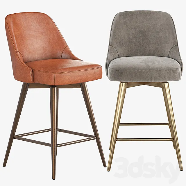 West Elm Mid-Century Counter Stool 3D Model