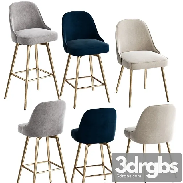 West Elm Mid Century Velvet Set 3D Model Free