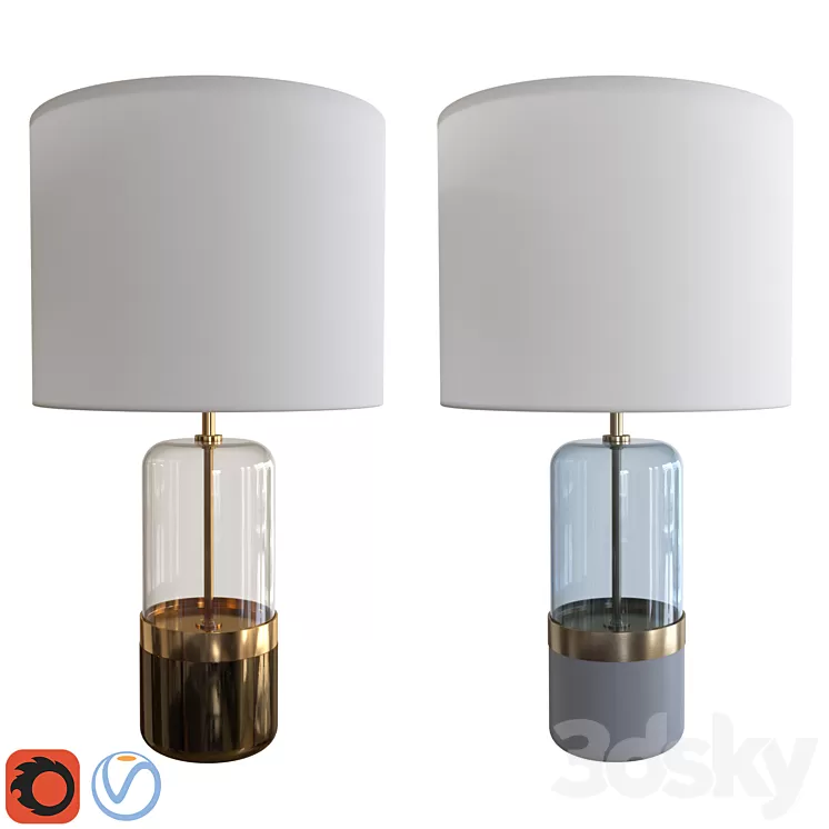 West Elm Mixed Material Table Lamp Large 3D Model