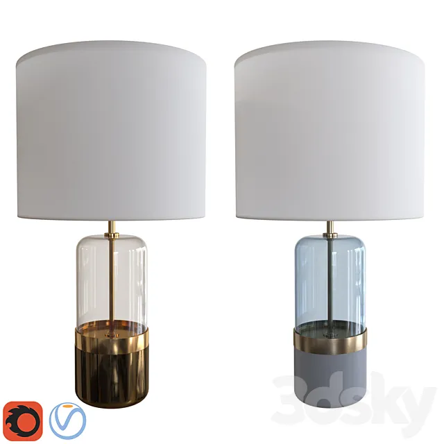 West Elm Mixed Material Table Lamp Large 3DModel