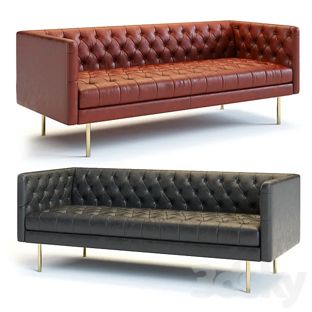 West Elm Modern Chesterfield Sofa 3D Model