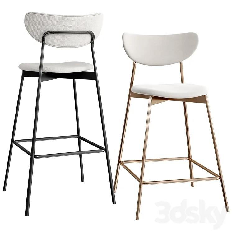 west elm Modern Petal Bar & Counter Stool 3D Model Free