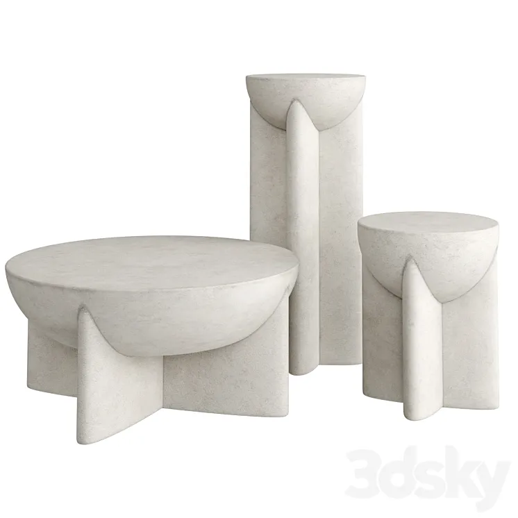 West elm Monti Lava Stone Tables 3D Model Free